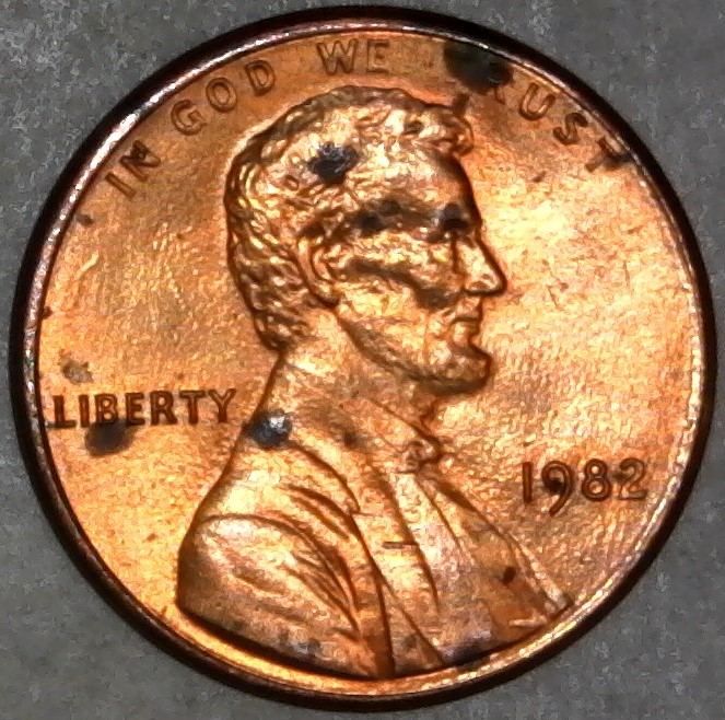 1982-P-Small-Date-Lincoln-Memorial-Cent-With-Nice-Struck-Through!
